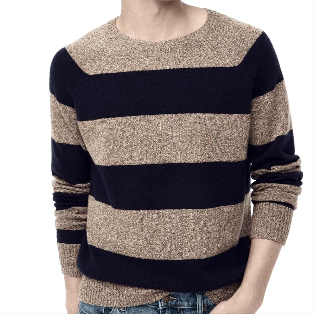 J. Crew Men's Striped Lambswool-Blend Sweater. NEW Size XL